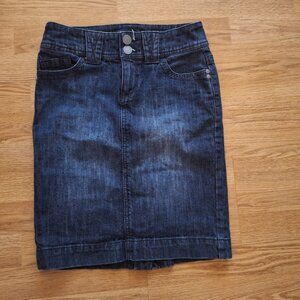 Y2k era denim low rise midi skirt